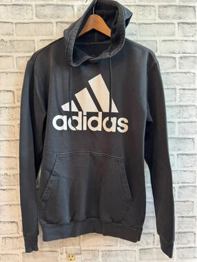 Men’s Adidas black logo hoodie sweatshirt size medium